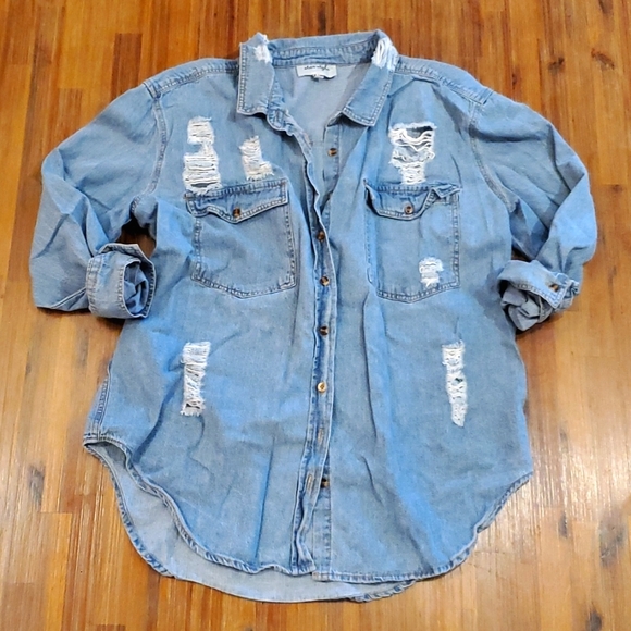 Women's Denim Button Down - Picture 1 of 4